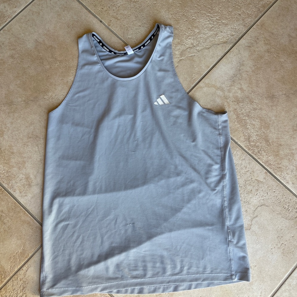 Adidas Running Light Gray Tank Top with Logo